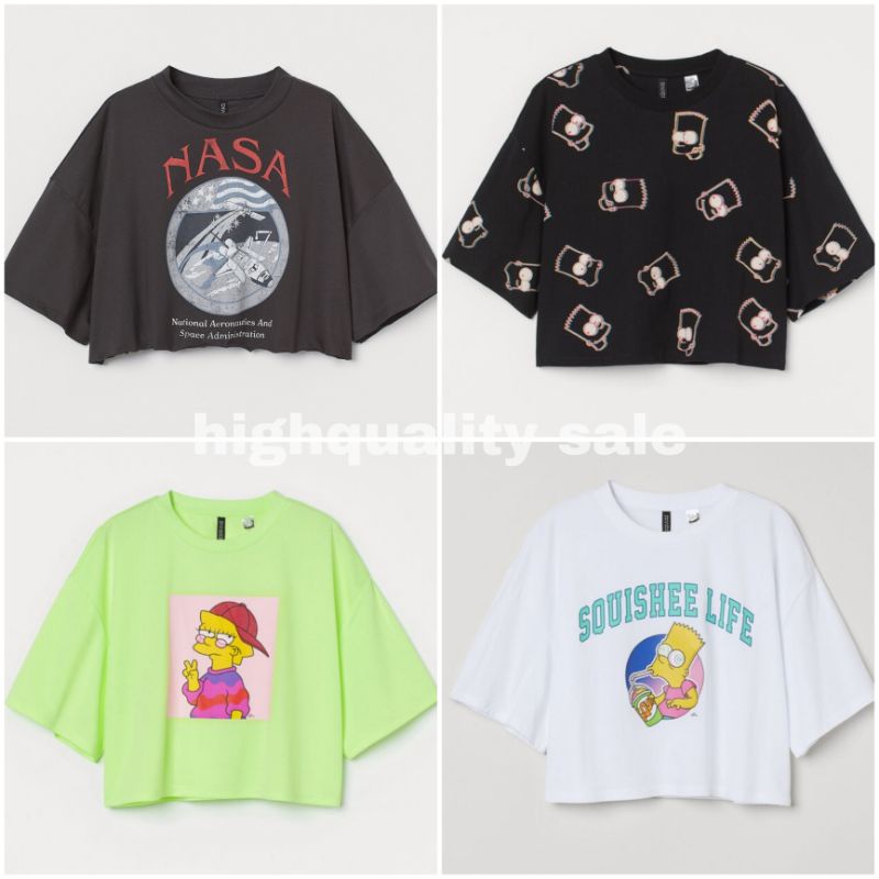 [JASTIP] H&M KAOS CROP BOXY TOP NASA SIMPSONS NEW ARRIVAL☀️