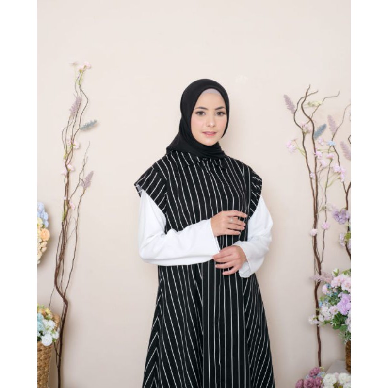 Gamis salur hitam korean style