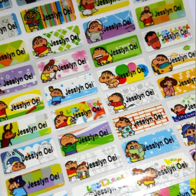

Label nama anti air stiker waterproof Crayon Shinchan