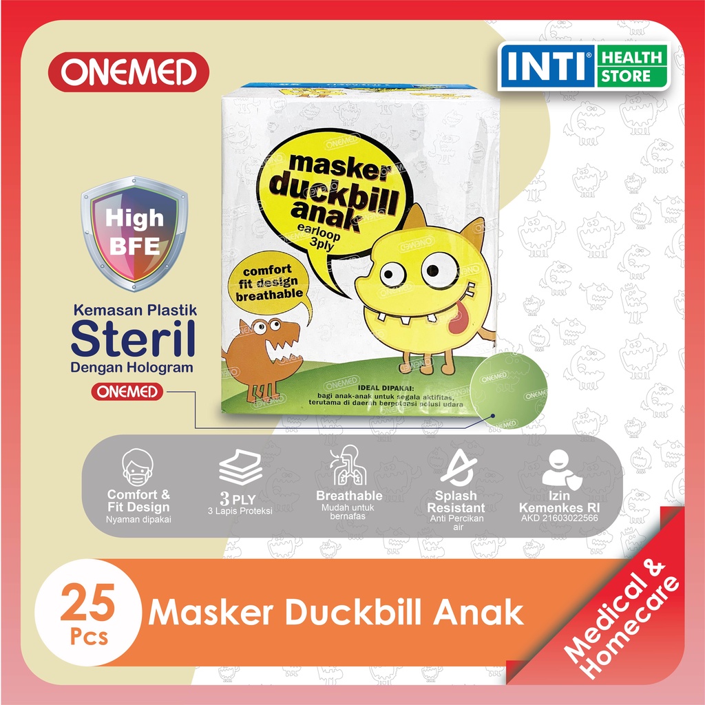 Onemed | Masker Duckbill Anak 3 Ply | Masker Anak | Masker Karet Anak