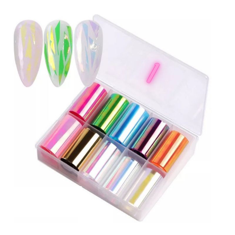 Nail glass foil set 10 foil glass / glass film nail art nail decoration