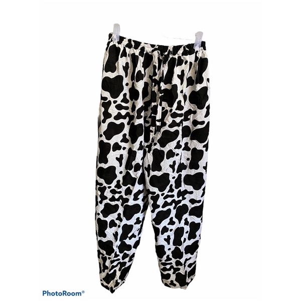 CELANA KULOT PANJANG WANITA TALI POLOS & MOTIF A031-Hitam sapi