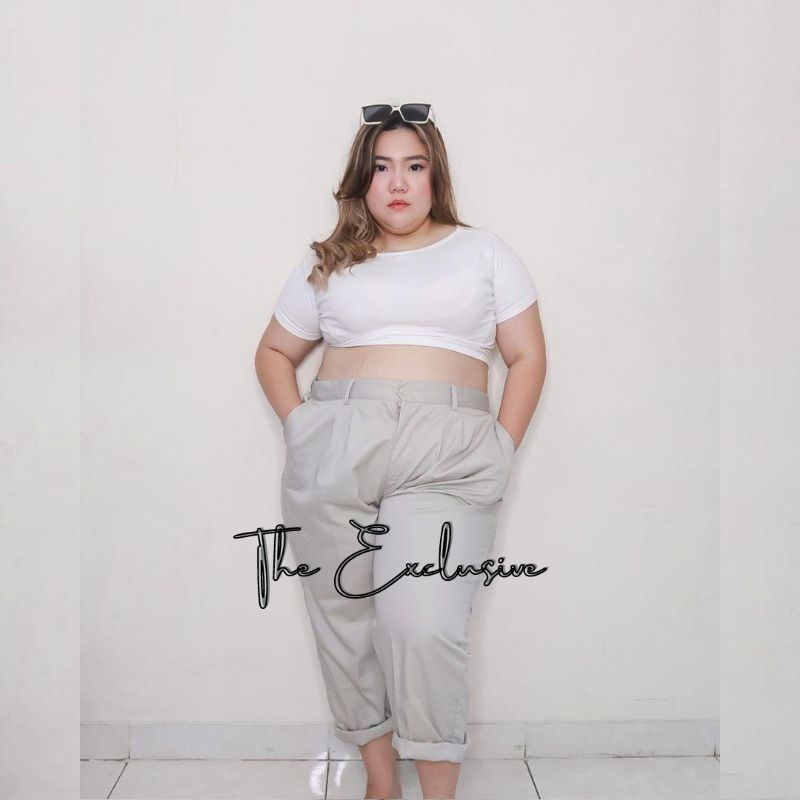 Jumbo Baggy Pants Premium BB 55 - 130 KG Celana Bahan Panjang Wanita Jumbo Warna Hitam Korean Pants