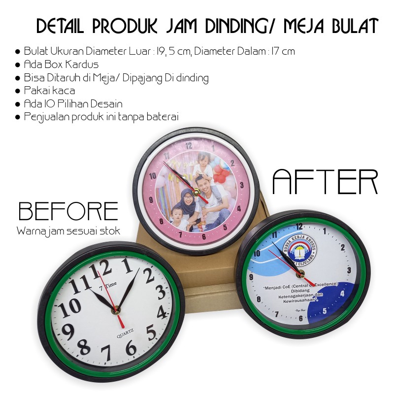 JAM DINDING ATAU JAM MEJA CUSTOM BULAT KECIL