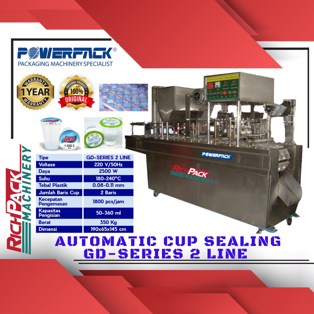 POWERPACK GD-Series 2 Line Automatic Cup Filling Sealing Machine