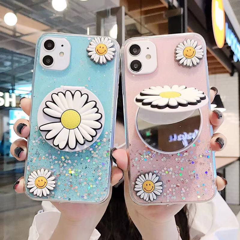 FTD Flower Mirror Soft Case iPhone 6 6S 7 8 + Plus SE 2020 11 Pro Max X XR XS Max Casing Silikon