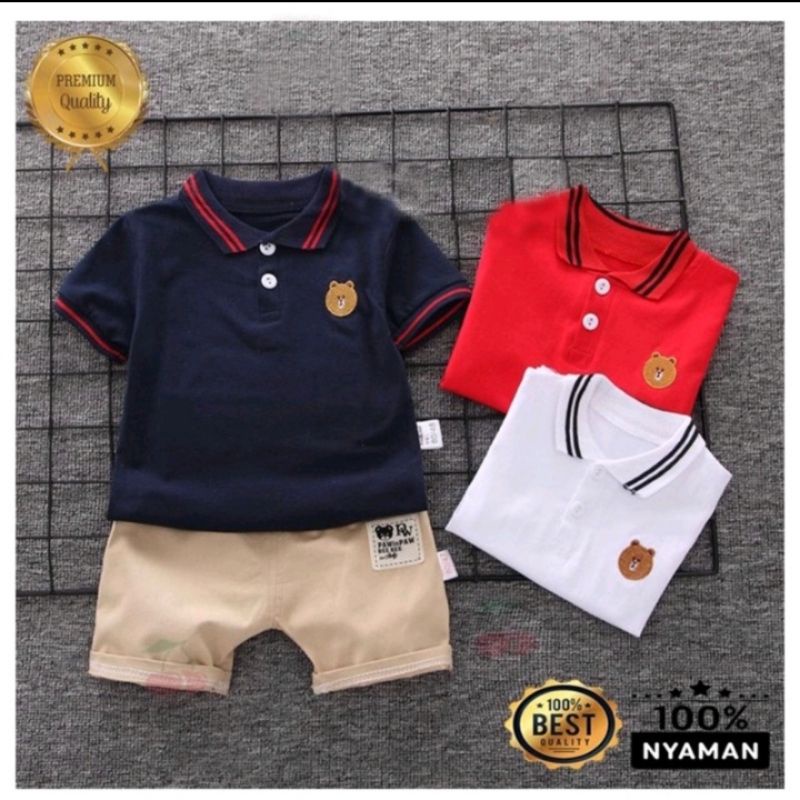 BAJU SETELAN ANAK LAKI LAKI DAN PEREMPUAN 1-5 THN MOTIF LITTEL POLLO