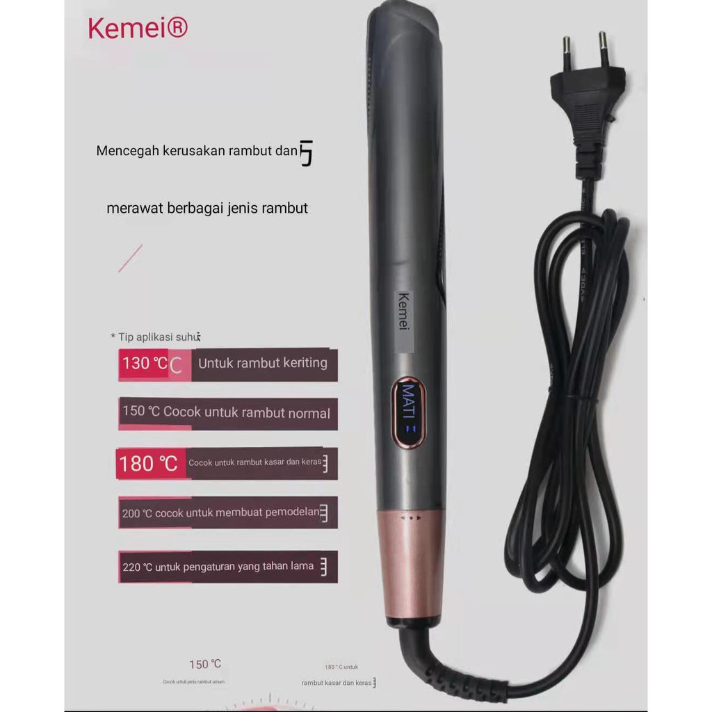 kemei km 1225 catokan rambut curly and straight confidence