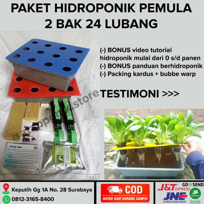 Jual Paket Hidroponik Pemula Lengkap 24 Lubang 2 Bak Shopee Indonesia 9136