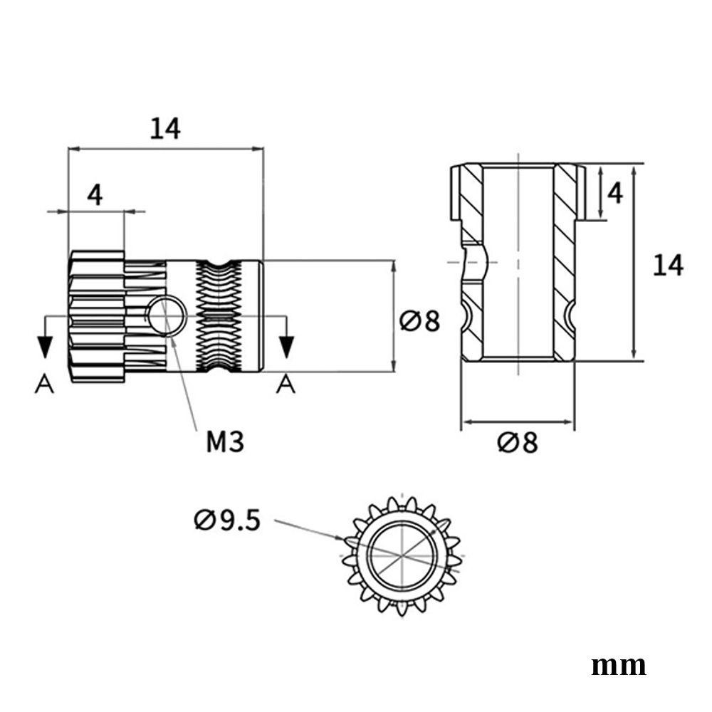 Gigi Pakan Ekstruder Nanas Logam Dapat Diganti Untuk Prusa I3 MK2.5/2.5S/3/3S Dual Gear