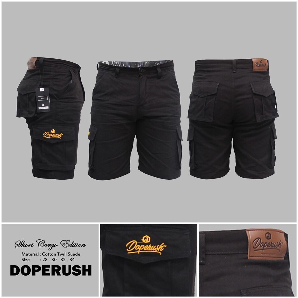 Celana Cargo Pendek Pria Short Cargo Original Doperush Celana Cargo Warna Hitam