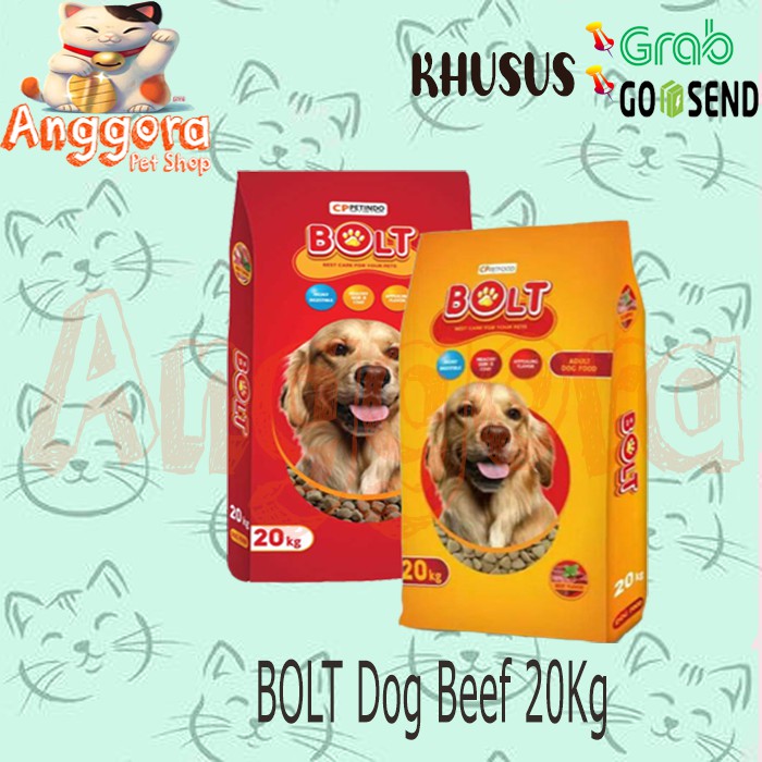 Makanan anjing kering Bolt dog beef 20kg ( GRAB GOSEND )