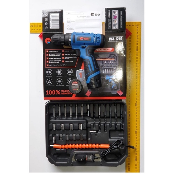 EDON BOR CORDLESS LV 3-1210 12Volt Bor Cas Edon 12v Bor Baterai Edon 12v 2 BATERAI Cordless Drill bor baterai 12 V charger Baterai dua ganda Mesin bor cordless Elektrik Drill bor listrik besi kayu full set pilihan Bor tanpa kabel