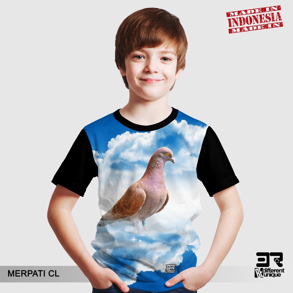 KAOS PRINT 3D DISTRO 3R UNISEX DEWASA & ANAK BURUNG MERPATI ( MERPATI CL )