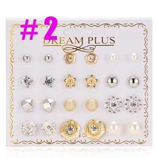 MORYMOSHI A67 Anting Tusuk 12 set in 1 Fashion Wanita Korea Murah