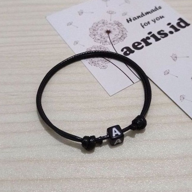 Gelang Inisial Huruf / Gelang Nama / Gelang Couple [HITAM]