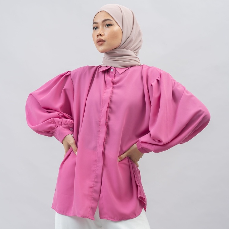 KEMEJA KATUN BLOUSE TANGAN BALON ORCHID PREMIUM DAILY OFFICE SHIRT B180 CO