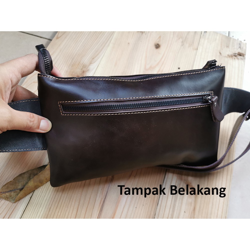 Tas kulit waistbag selempang trendy kulit asli terbaru bergaransi