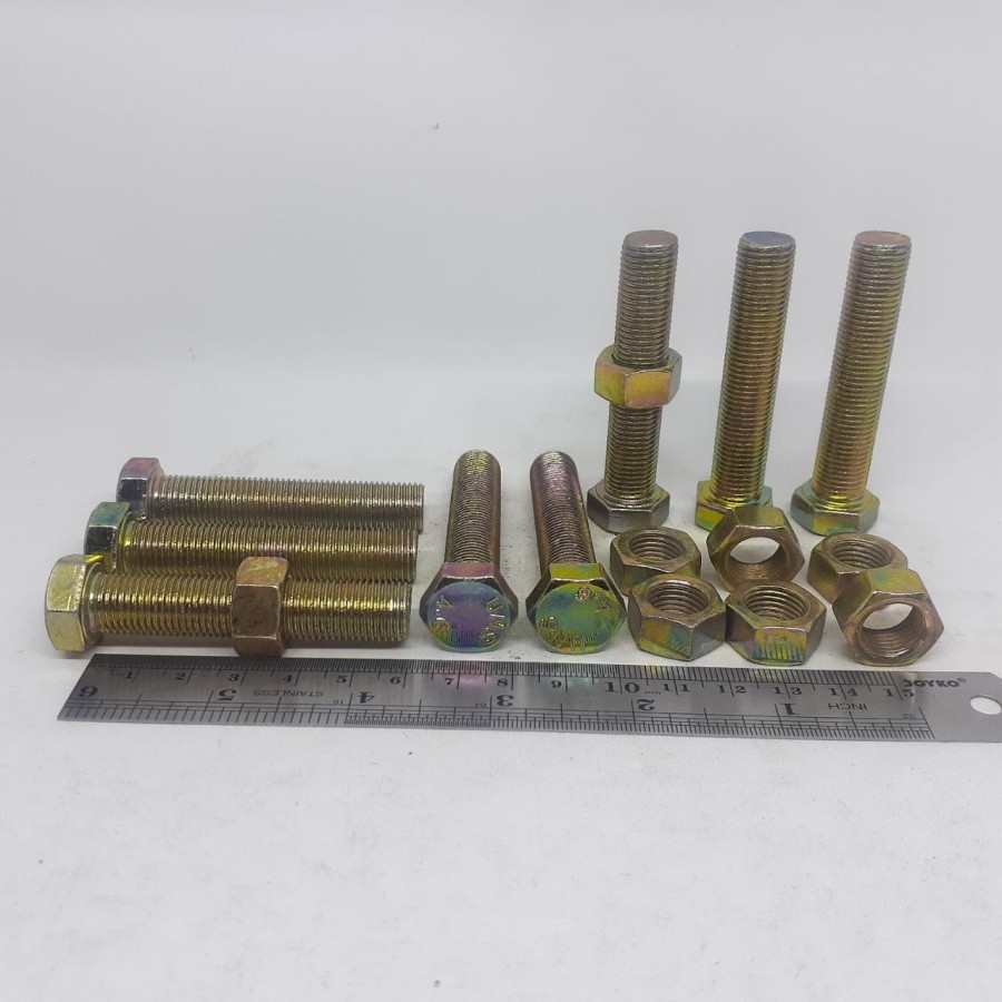 BAUT MUR M12 X 60 KUNING BMK M12X60 PANJANG 6CM 6 CM KUNCI 17 12X60 60MM