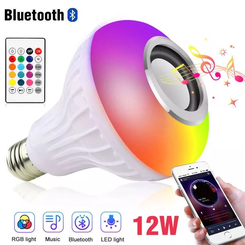 SPEAKER LAMPU BLUETOOTH LAMPU MUSIK BLUETOOTH SPEAKER WIRELES LAMOU LED RGB E27