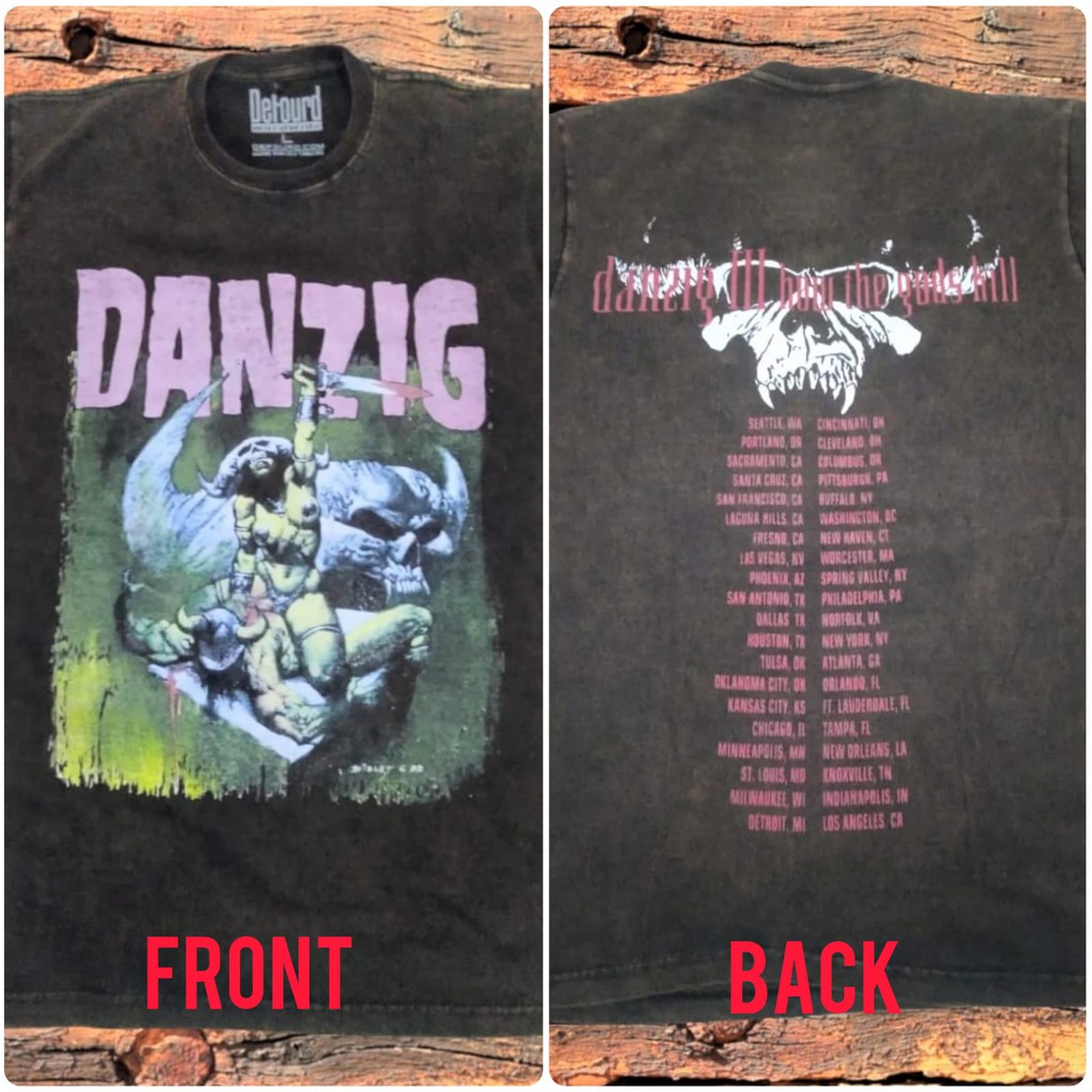 DANZIG BAND "HOW THE GODS KILL TOUR" Vintage Wash Tshirt, Kaos Danzig Band Tour