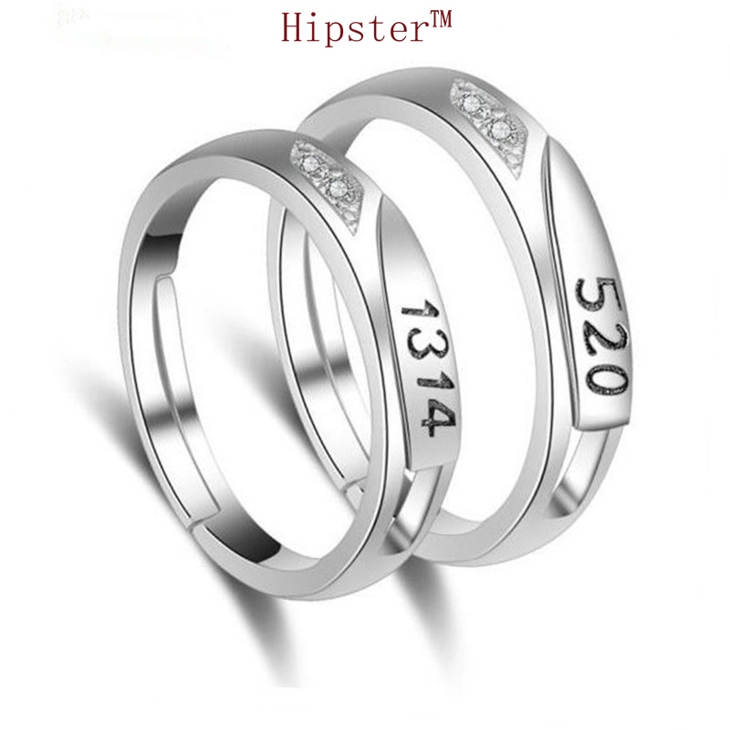 Korean Style Retro Simple Graceful Carved 1314520 Digital Romantic Couple Couple Rings