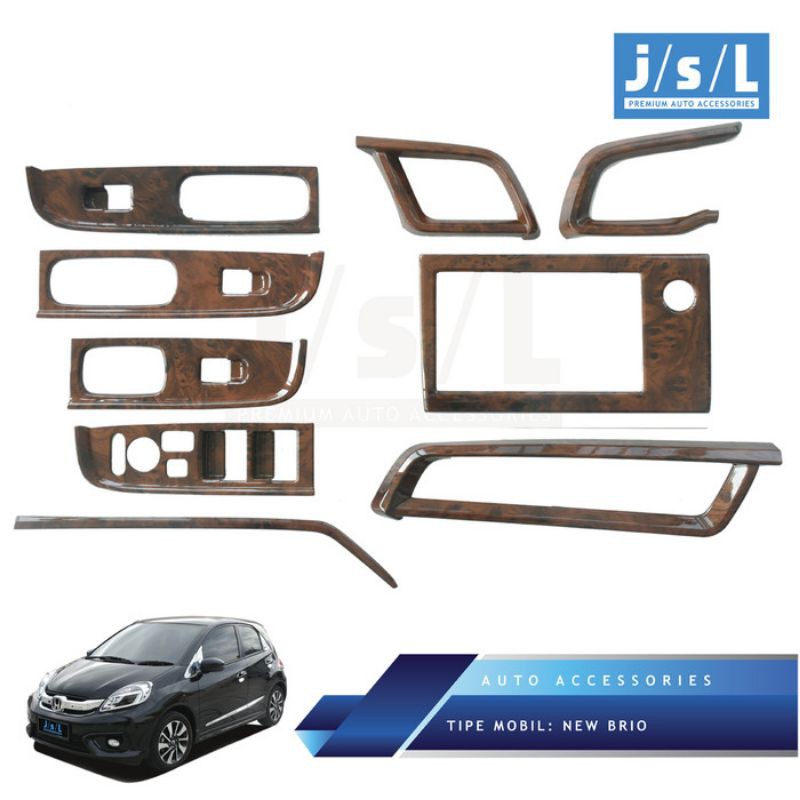 Honda Brio Panel Kayu JSL/Wood Panel 6 Pcs/Aksesoris Interior Brio