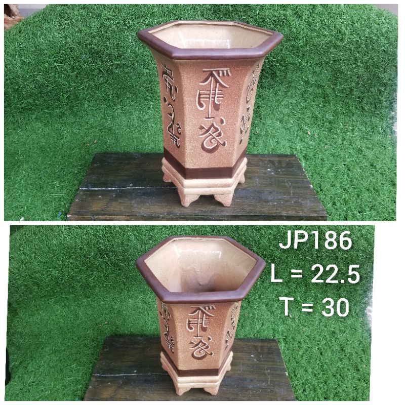 pot keramik segi 6 tinggi JP186