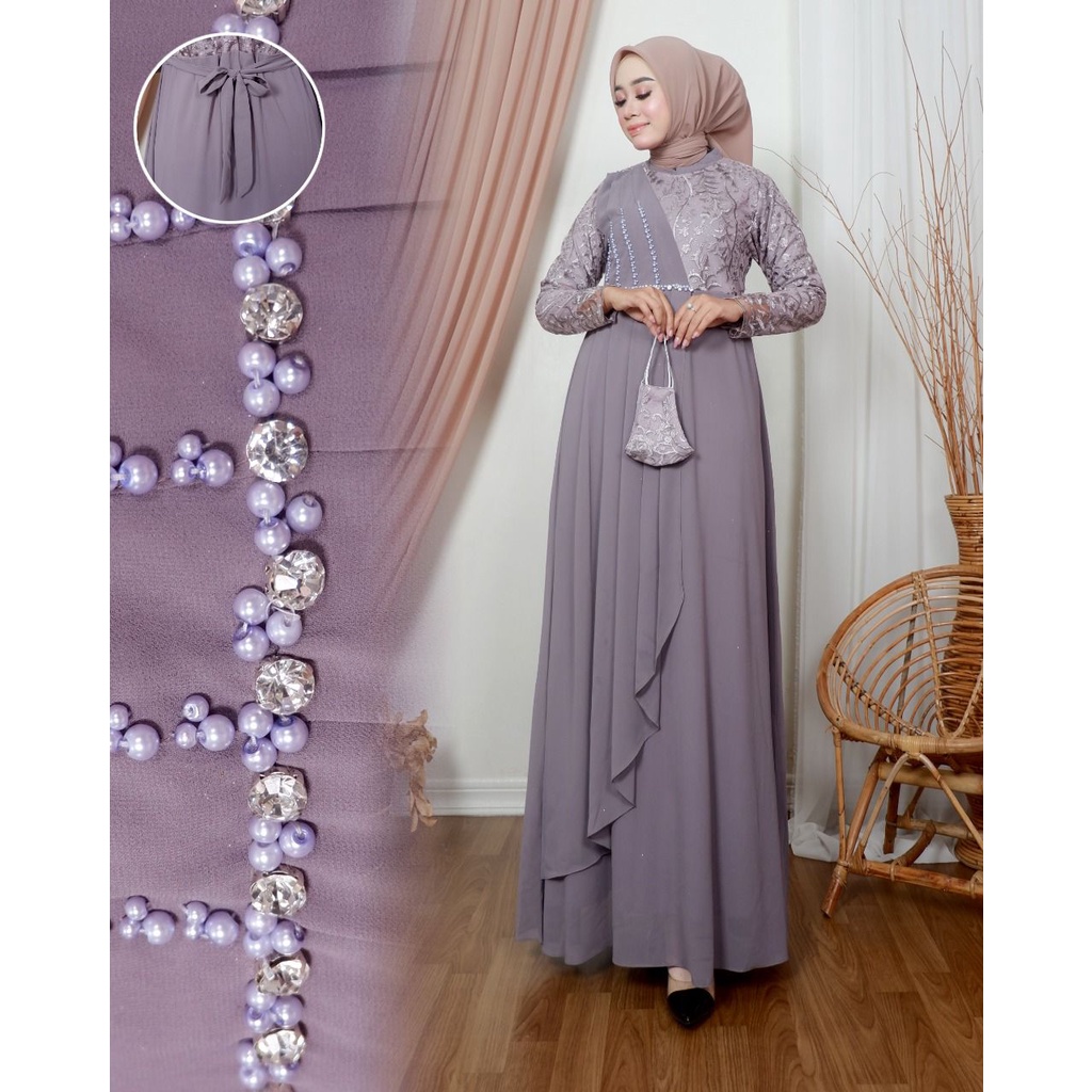 Gamis Amirra || [COD] Bayar di Tempat || Gamis Wisuda Remaja Terbaru || Terlaris Gamis Pesta Tille Tuton Premium Kombinasi Cerutty || Gamis Seragam Pesta Modern 2022