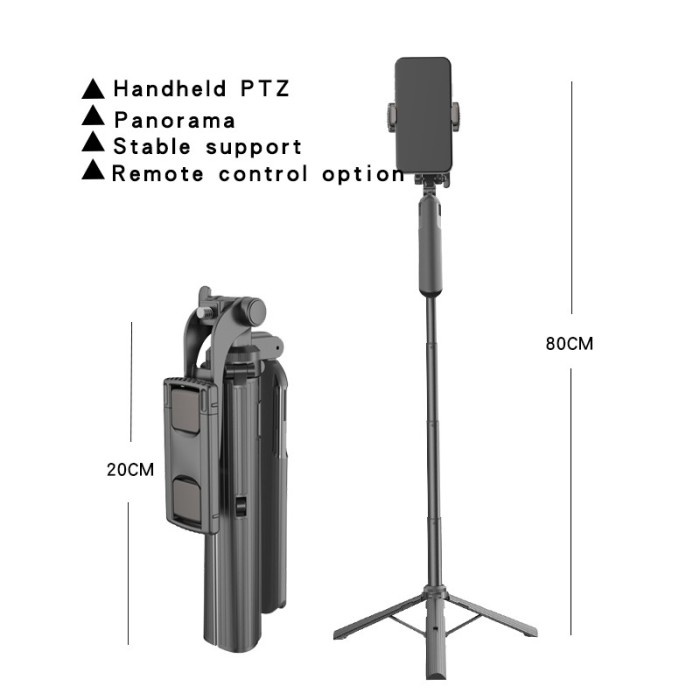 MIXIO A61 Tongsis Bluetooth / Tripod Gimbal Selfie Stick - 80cm