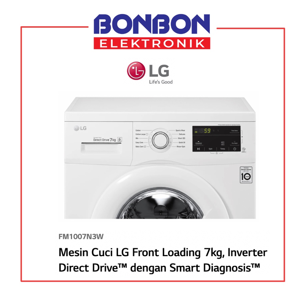 LG Mesin Cuci Front Loading 7KG FM 1007 N3W / FM1007N3W / 1007N3W