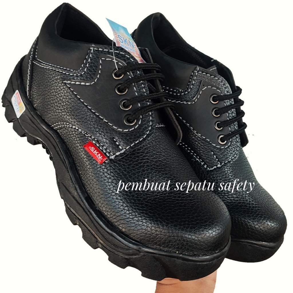 Sepatu Safety Hitam Kitchen Dapur Pabrik Kantor Anti Licin King Skn Murah Kukit Buatan Impor