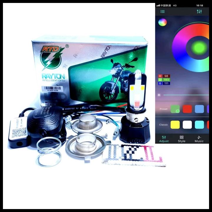 Lampu Utama Led Rtd M02K Wireless Control Smartphone Stel 4 Sisi H6 H4 Promo Hari Ini