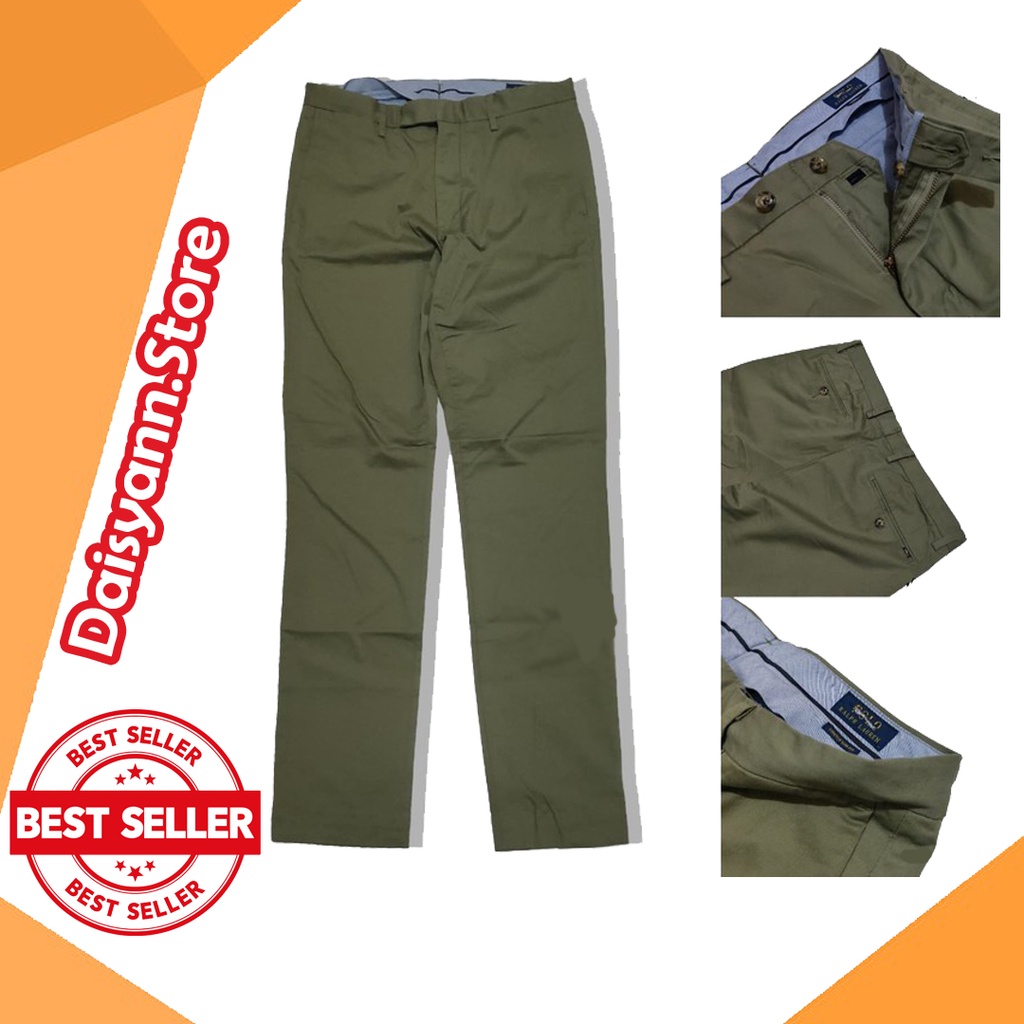 Celana Pria Skinny Celana Chino Standart Kerja Casual Cowok N8O7 POLO RALPH LAUREN STRETCH SLIM FIT