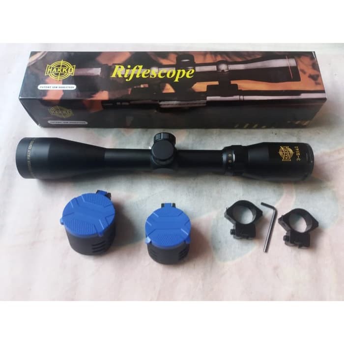 PROMO COD telescope RIFLESCOPE HAKKO 3-9X40 RING GOLD TUTUP FLIP