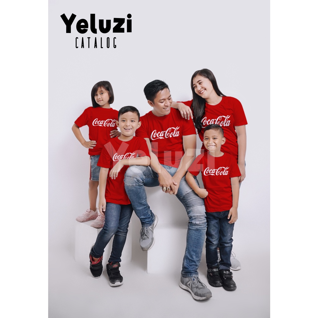 Baju Couple Kaos Keluarga Sarimbit Oblong Merah Putih Katun Combed 24s - YELUZI