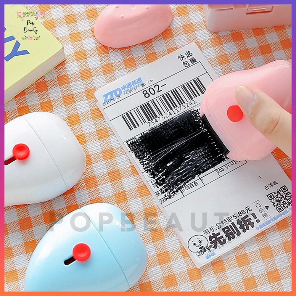 

Roller Stamp 2 in 1 Stempel Penutup Alamat Paket+ Cutter – Tinta Refill Roller Stamp