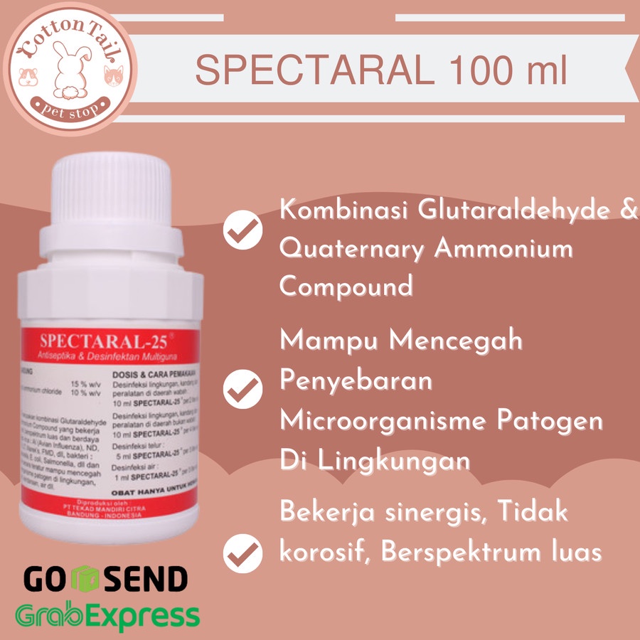 Disinfektan dan antiseptik multiguna SPECTARAL 25 isi 100 ml produksi TMC