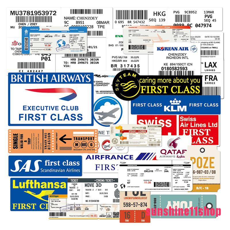 【SHOP】30PCS Boarding Pass Air Ticket Graffiti Stickers DIY Bike Travel Luggage