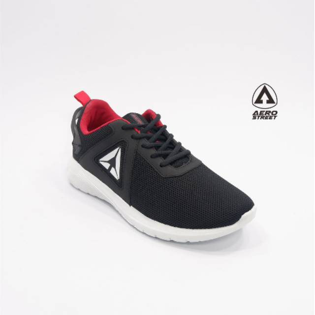 Aerostreet 40-43 Motion+ Hitam Merah - Sepatu Sneakers Casual Sport Sekolah Pria Wanita Aero Street
