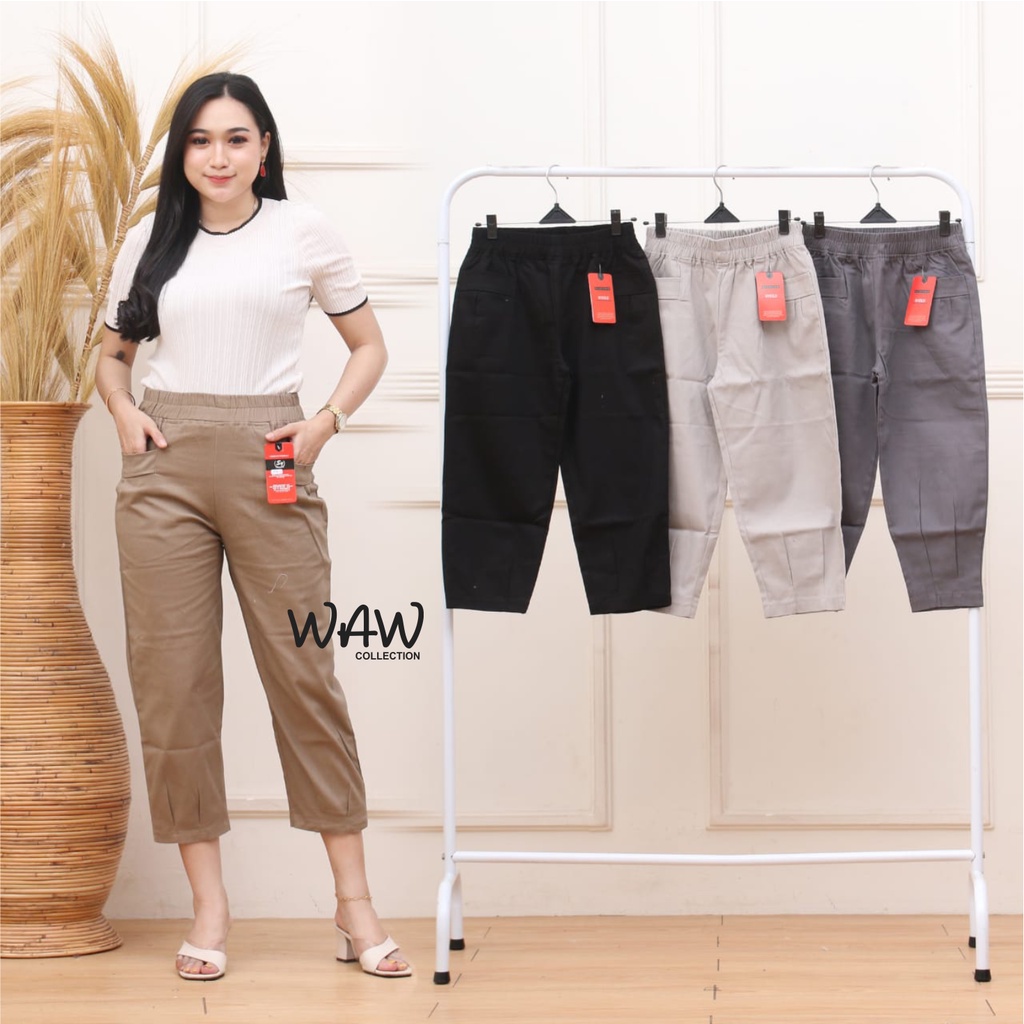 CELANA BAGGY PANTS 7/9 TWILL COMBED PREMIUM MELAR NYAMAN SIZE STANDAR / JUMBO