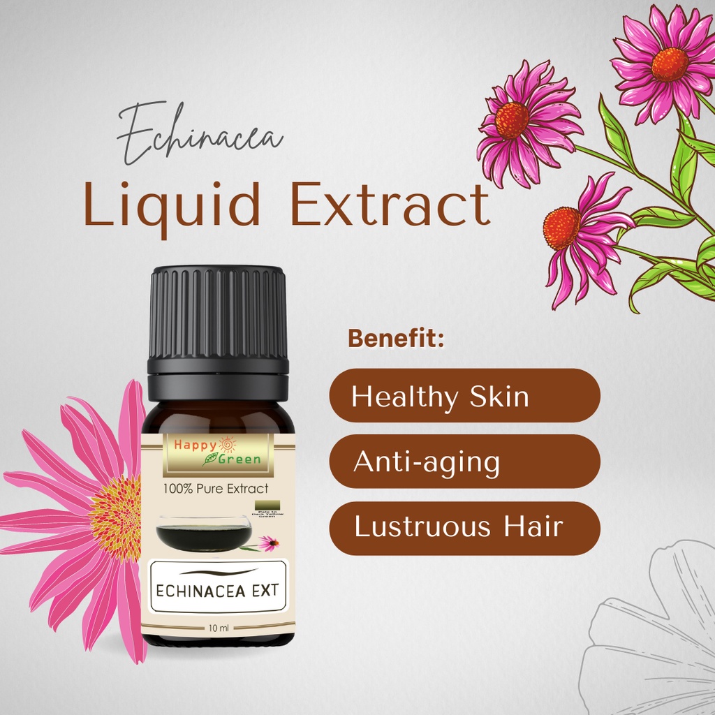 Happy Green Echinacea Liquid Extract 100% Natural - Extract Coneflower Bunga Echinacea