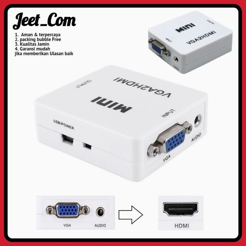 Konverter VGA ke HDMI HD1080 Converter Mini Box