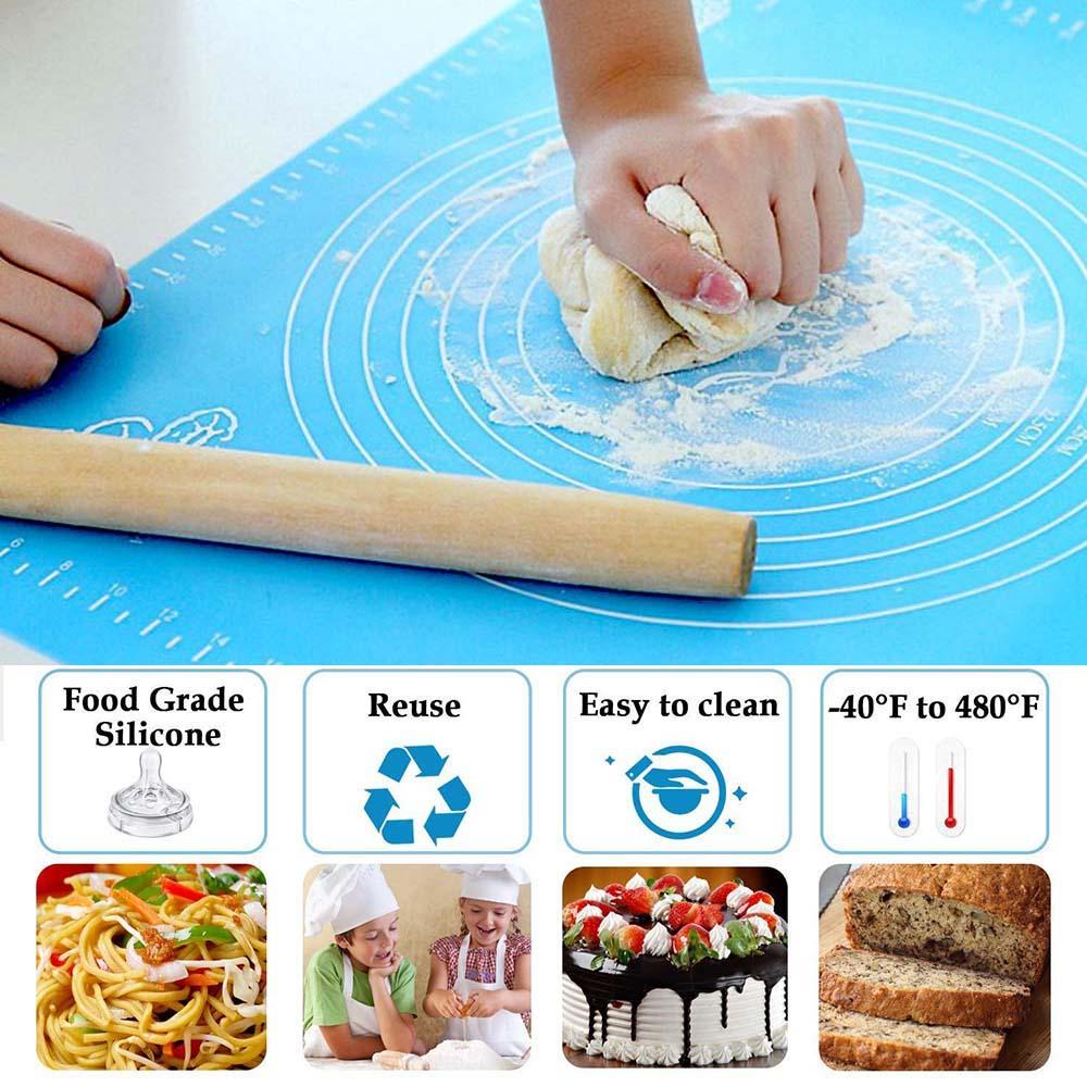 [Elegan] Baking Mat 40 * 30cm Non Stick Tahan Suhu Tinggi Dengan Pengukuran Silikon Tepung Rolling Alat Dapur Penebalan Rolling Adonan Liner Pad