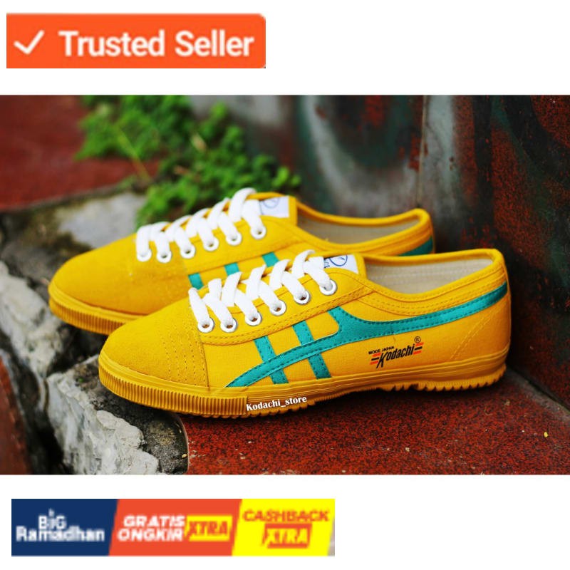 SNEAKERS COWOK HITAM BIRU MISTY  Kodachi 8172 Kuning Hijau - 8172 KH - sepatu kodachi