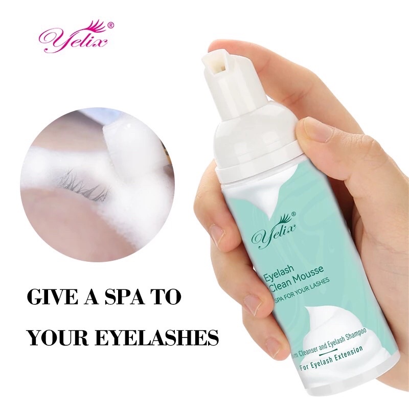 Yelix Cleansing Mousse Lash Shampoo Eyelash Foam Cleanser Busa pembersih Bulumata