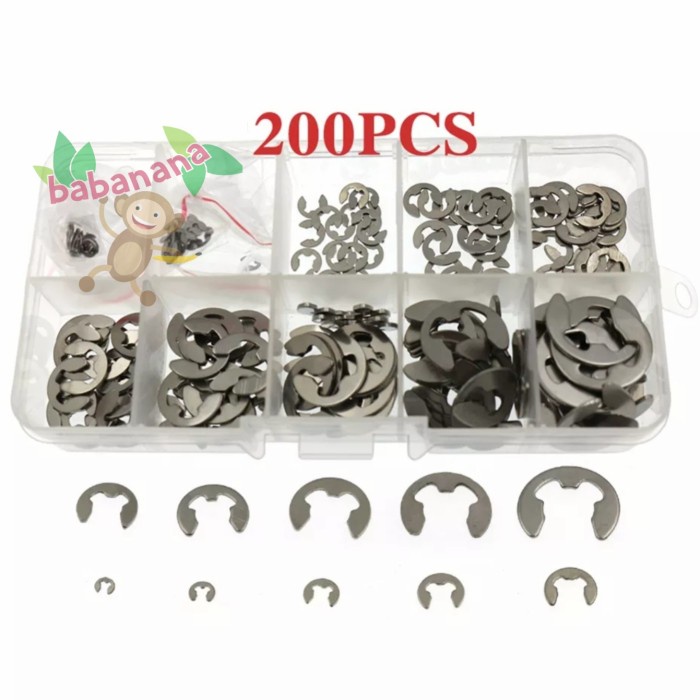 120pcs carbon steel spring ring snap holder washer ring penahan kit