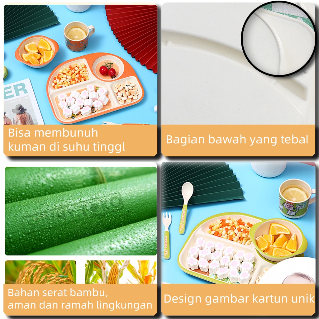 Set Alat Makan Anak Imut Desain Karakter Lucu Tempat Makan Balita Piring Anak Perlengkapan Makan Anak