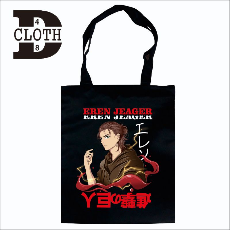 Tote Bag Resleting Anime Eren Jeager Attack On Titan Bahan Drill Cotton
