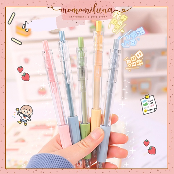 

Pulpen transparan warna macaron pastel minimalis estetik lucu cute simple tinta hitam MK1309